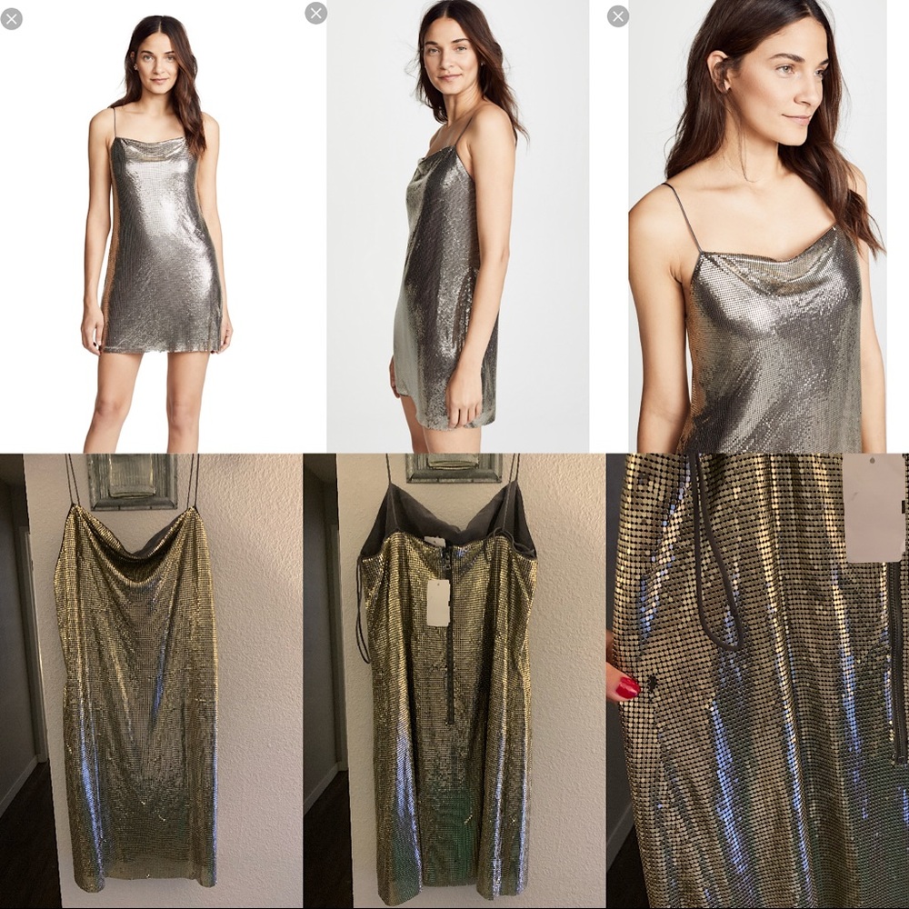 Alice + Olivia Metallic Gold Mini Dress